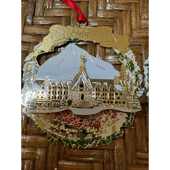 Vintage Portland Oregon Christmas Ornaments 2000-2005 Gold Tone Enamel Signed - Picture 4 of 13